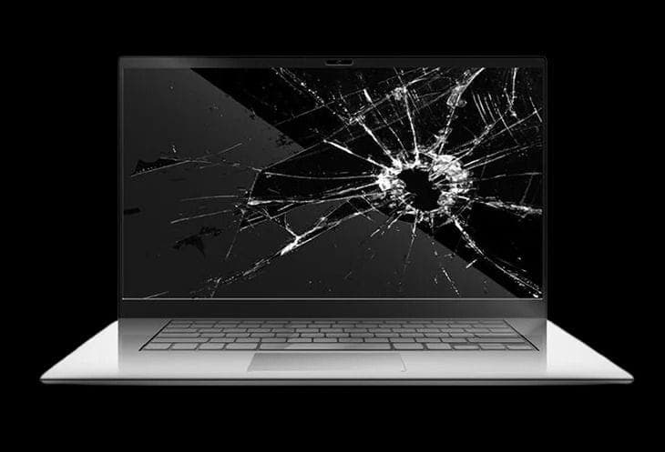 an image of a broken laptop screen optimised to show the services we provide