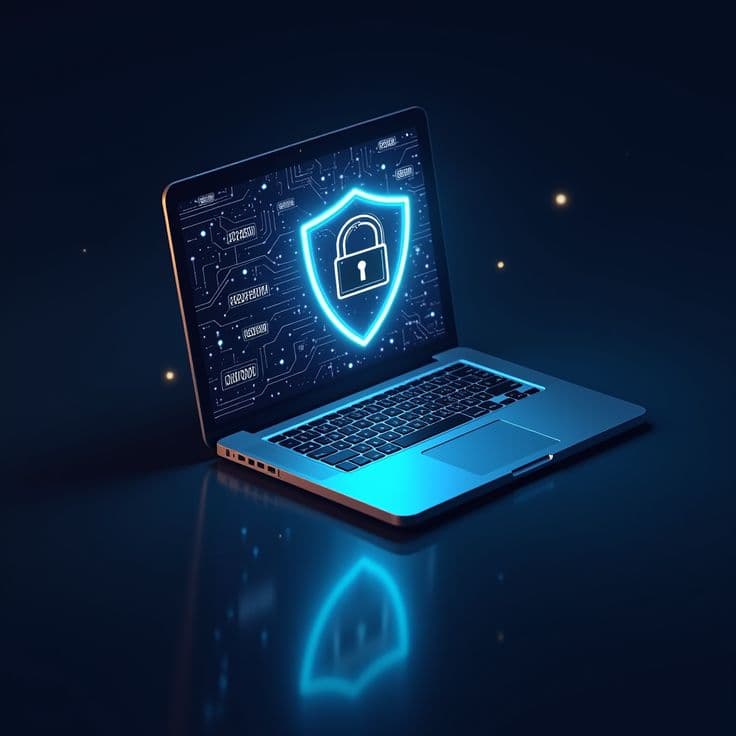 image of a laptop with security icon optimised to show other laptop services that we provide